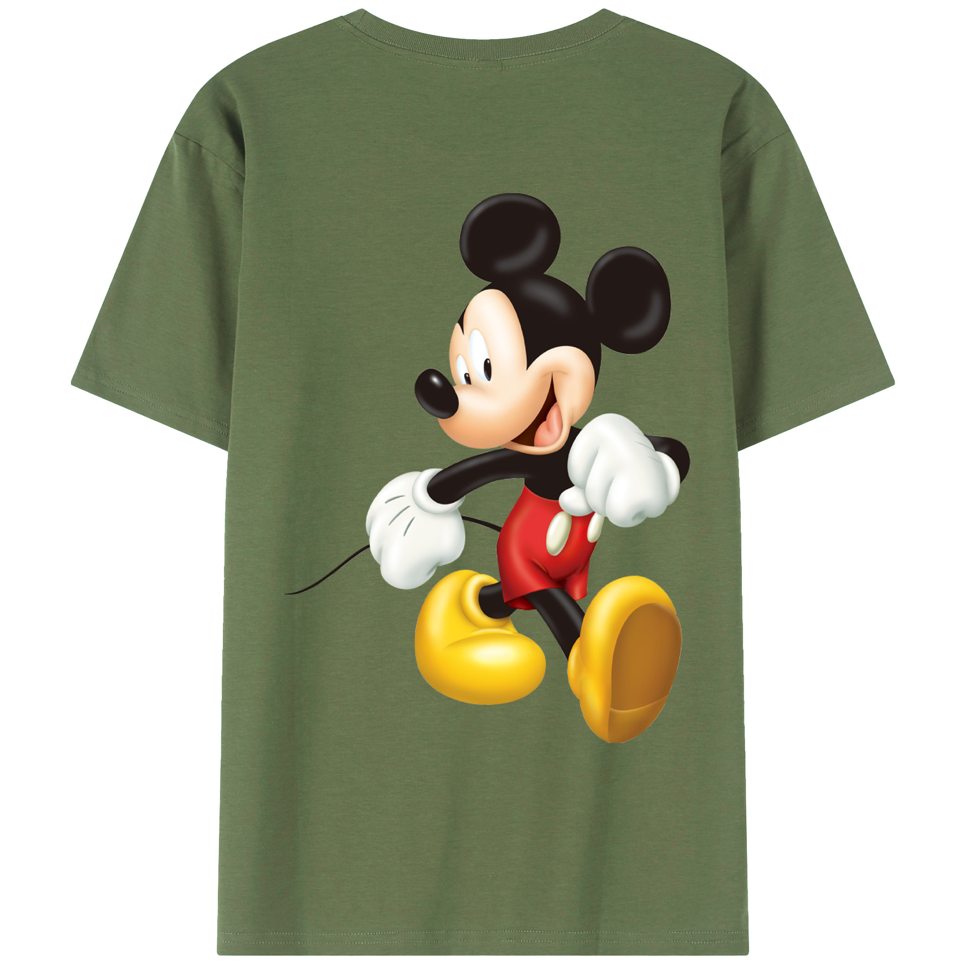 ミッキーマウス Mickey Mouse 綿100％ メンズ半袖Tシャツ（バックプリント） 通気性